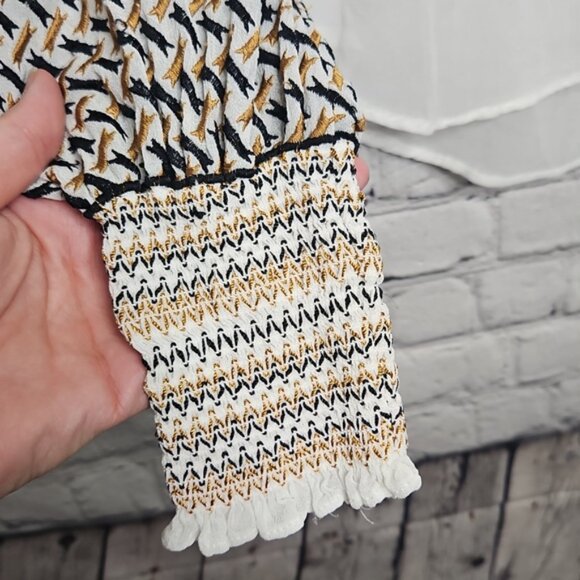 Veronica Beard Isabella Embroidered Blouse Bishop Sleeve Semi-Sheer Size 8 EUC - Picture 4 of 7